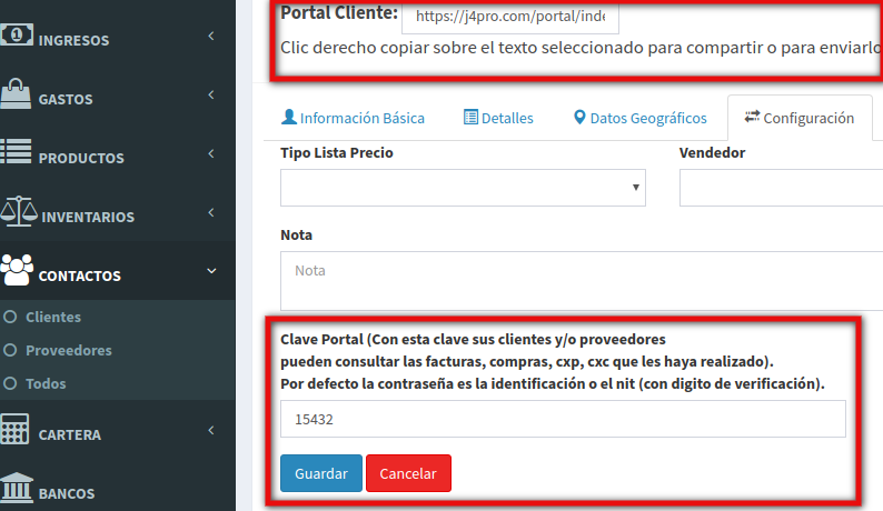Configuración Portal de Clientes