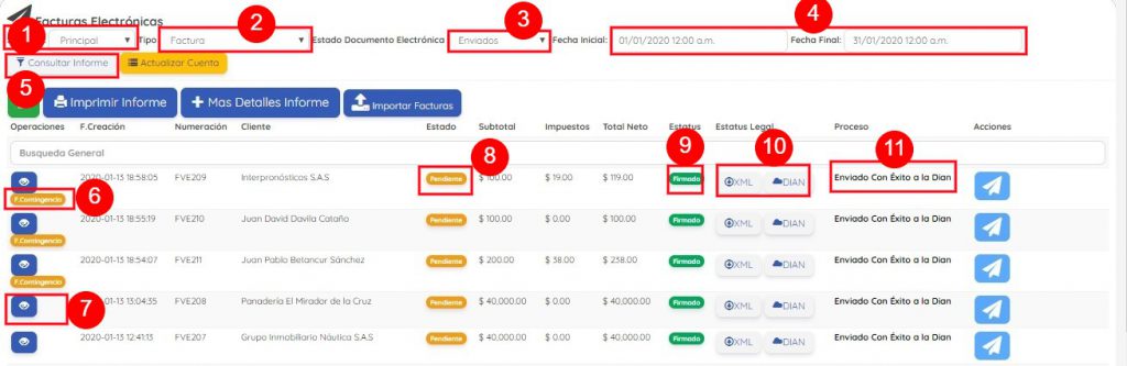 Informe de Facturas Electrónicas Procesadas Con Exito